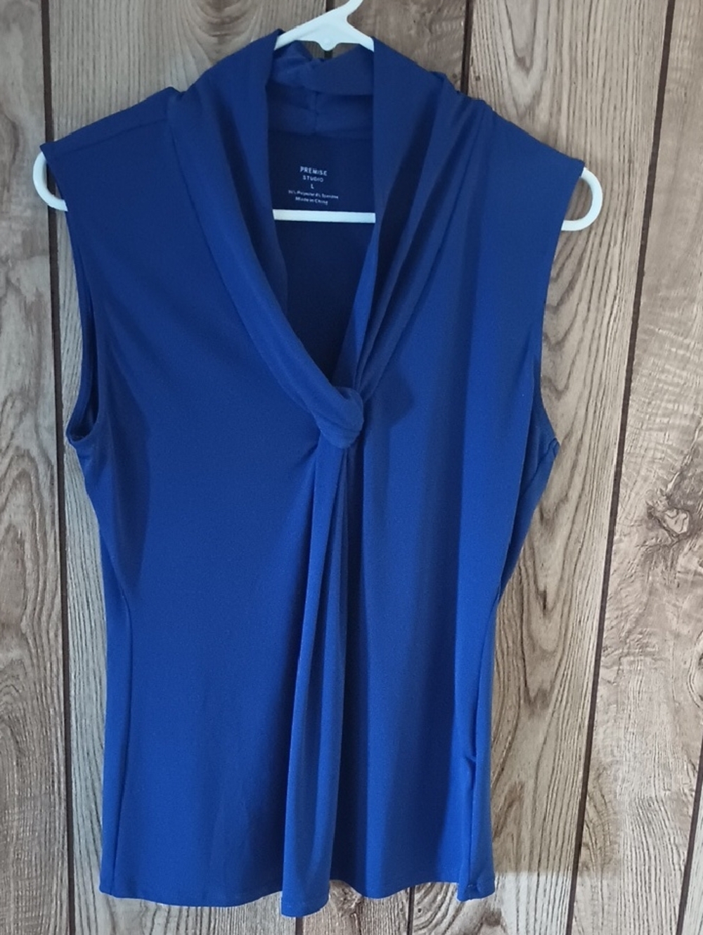 Premise Royal Blue Sleeveless Twist-Front Blouse